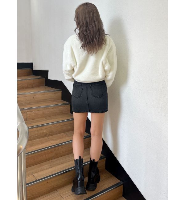 GYDA「ハイウエスSIDEサイドレースアップデニムスカートライクショートパンツ」|スカート|