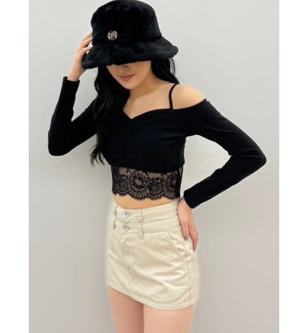 GYDA「Wウエストデザインスカートライクショートパンツ」|スカート|