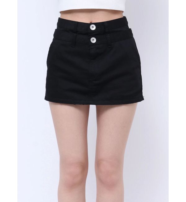 GYDA「Wウエストデザインスカートライクショートパンツ」|スカート|