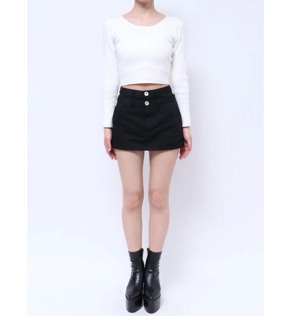 GYDA「Wウエストデザインスカートライクショートパンツ」|スカート|