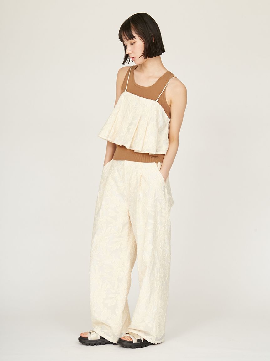 emmi atelier「ウエストギャザーワイドパンツ」|チノ|