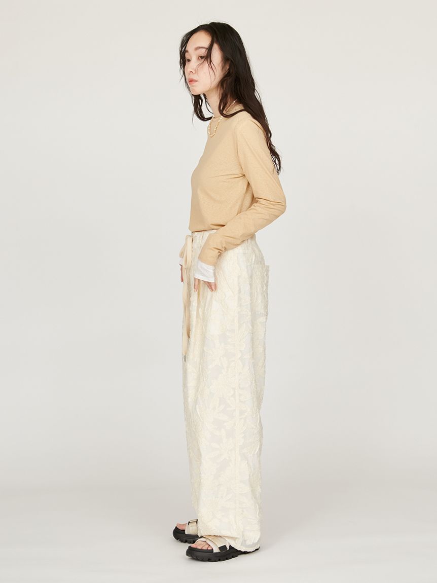 emmi atelier「ウエストギャザーワイドパンツ」|チノ|