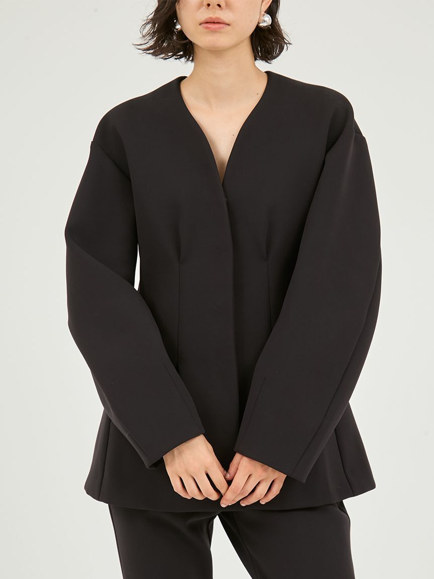 emmi atelier「【セットアップ対応】【金子綾 for emmi】コンフォートジャケット」|ノーカラージャケット|