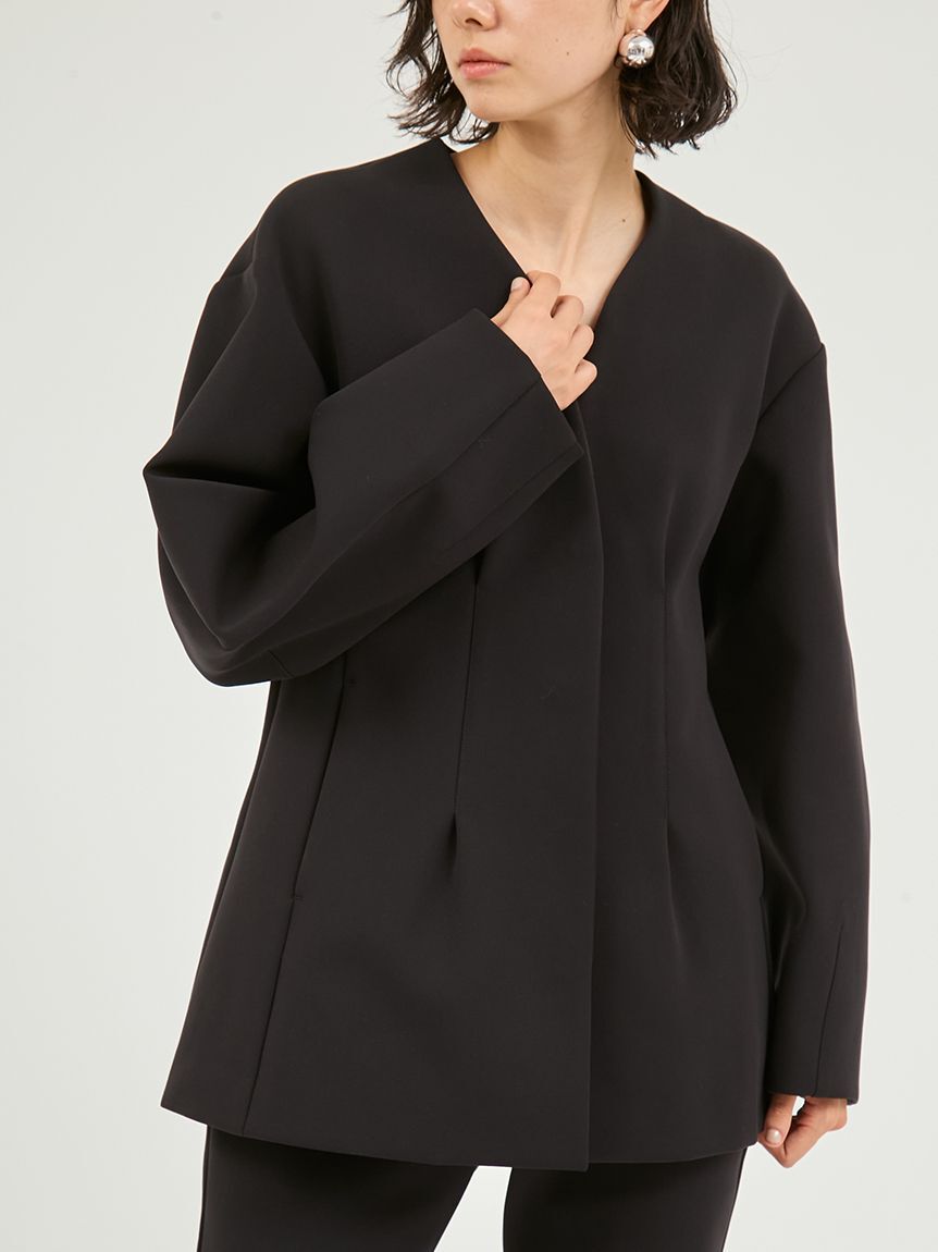 emmi atelier「【セットアップ対応】【金子綾 for emmi】コンフォートジャケット」|ノーカラージャケット|