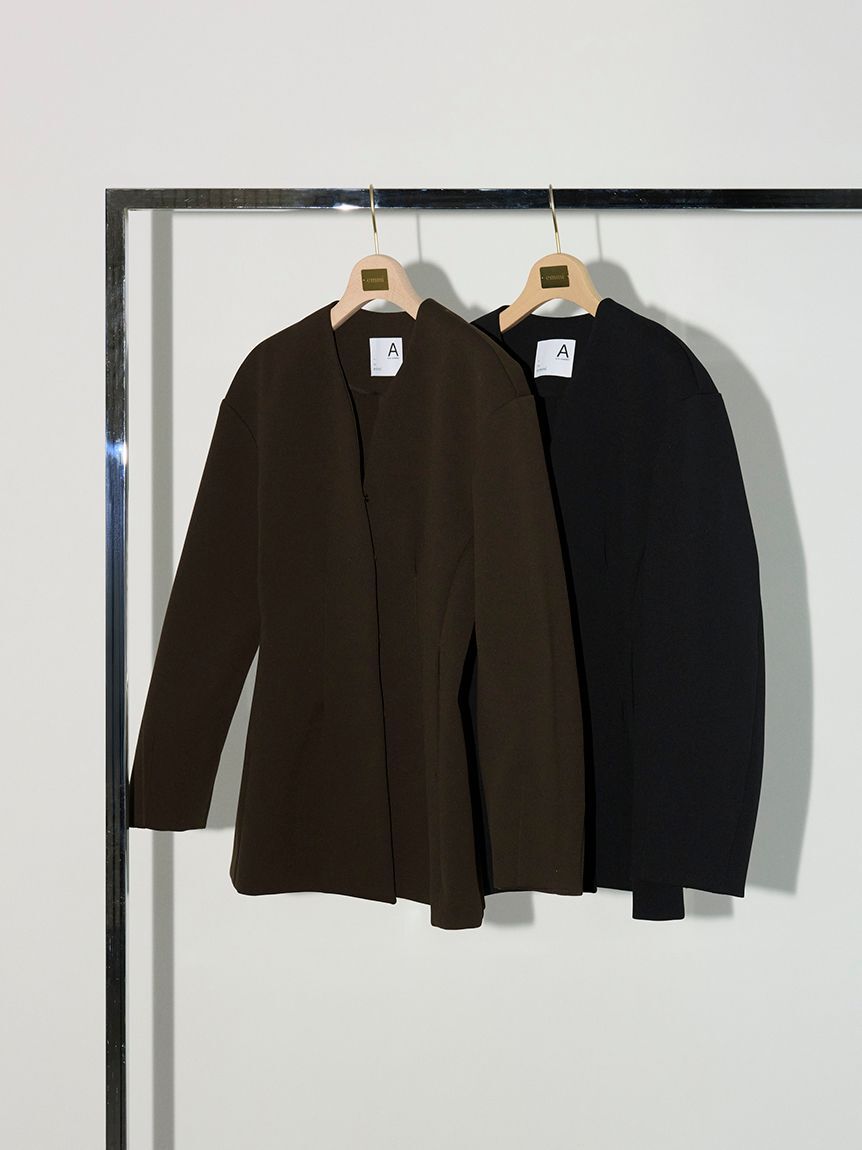 emmi atelier「【セットアップ対応】【金子綾 for emmi】コンフォートジャケット」|ノーカラージャケット|