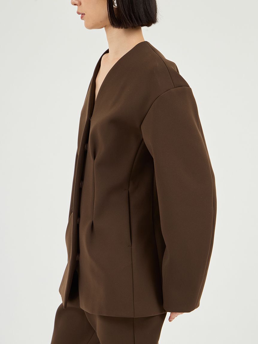 emmi atelier「【セットアップ対応】【金子綾 for emmi】コンフォートジャケット」|ノーカラージャケット|