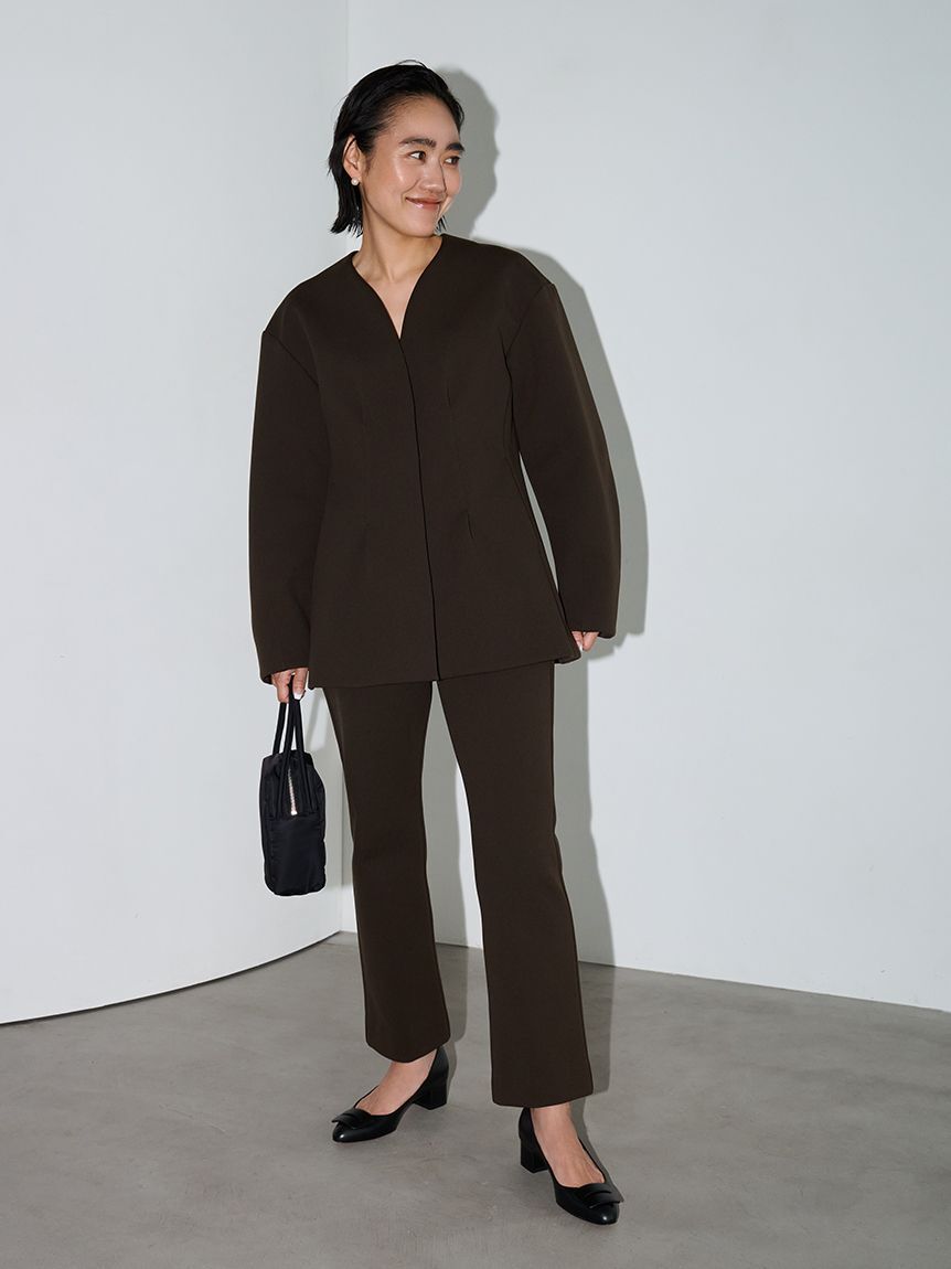 emmi atelier「【セットアップ対応】【金子綾 for emmi】コンフォートジャケット」|ノーカラージャケット|