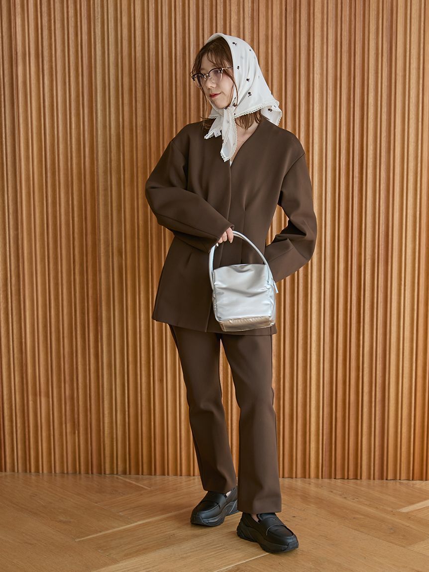 emmi atelier「【セットアップ対応】【金子綾 for emmi】コンフォートジャケット」|ノーカラージャケット|