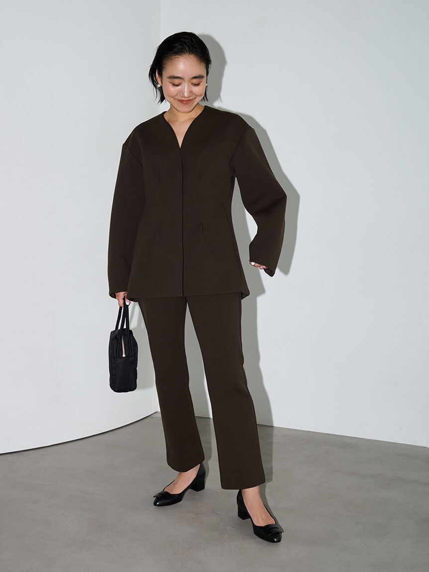 emmi atelier「【セットアップ対応】【金子綾 for emmi】コンフォートジャケット」|ノーカラージャケット|