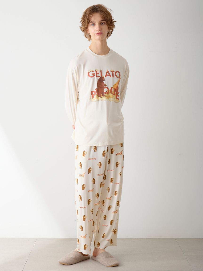 GELATO PIQUE HOMME「【HOMME】レーヨンジェラートベア柄ロングパンツ」|ルームウェア|