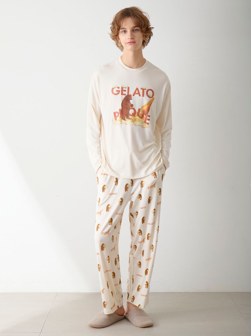 GELATO PIQUE HOMME「【HOMME】レーヨンジェラートベア柄ロングパンツ」|ルームウェア|
