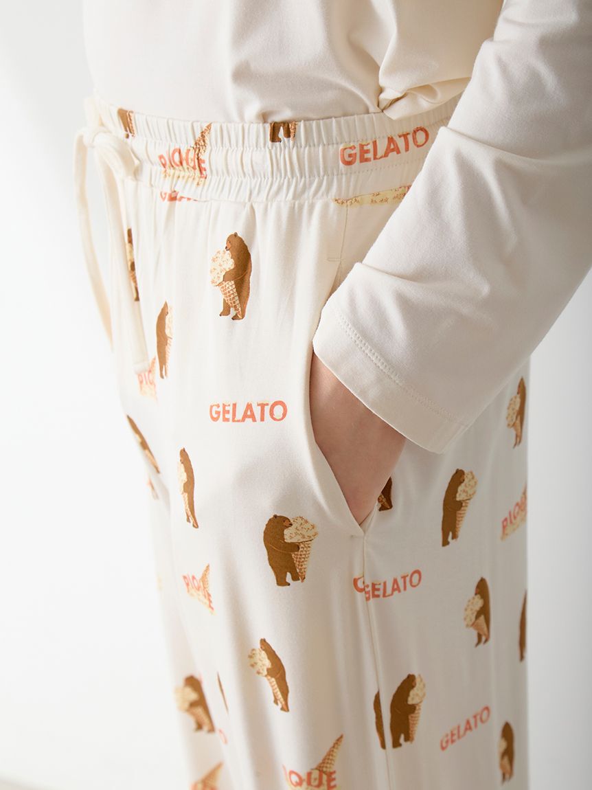 GELATO PIQUE HOMME「【HOMME】レーヨンジェラートベア柄ロングパンツ」|ルームウェア|