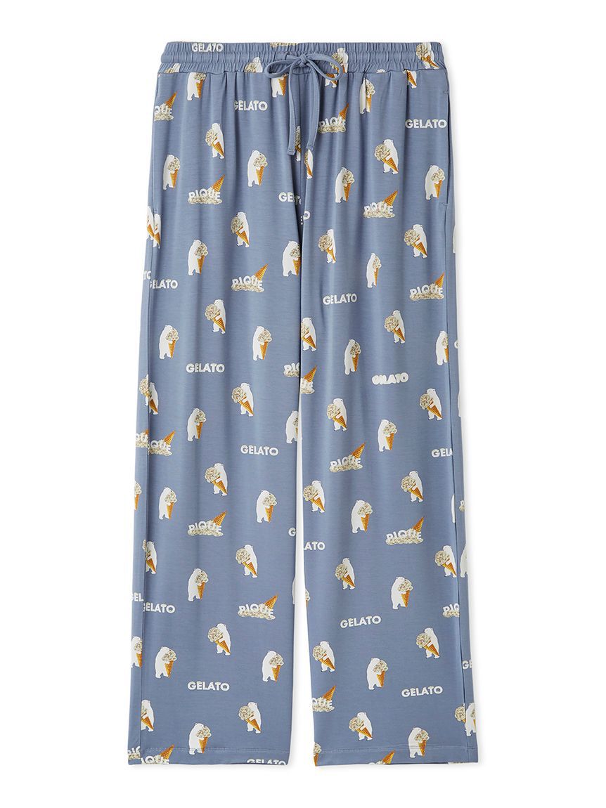 GELATO PIQUE HOMME「【HOMME】レーヨンジェラートベア柄ロングパンツ」|ルームウェア|NVY