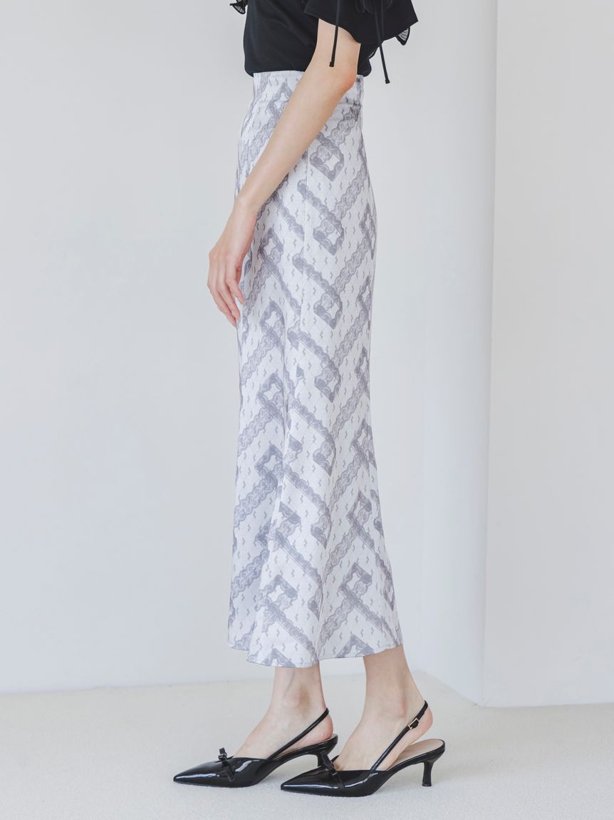 SNIDEL「レースプリントナロースカート」|スカート|