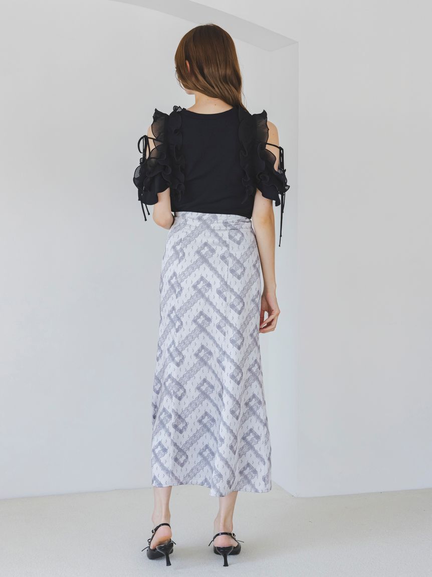 SNIDEL「レースプリントナロースカート」|スカート|