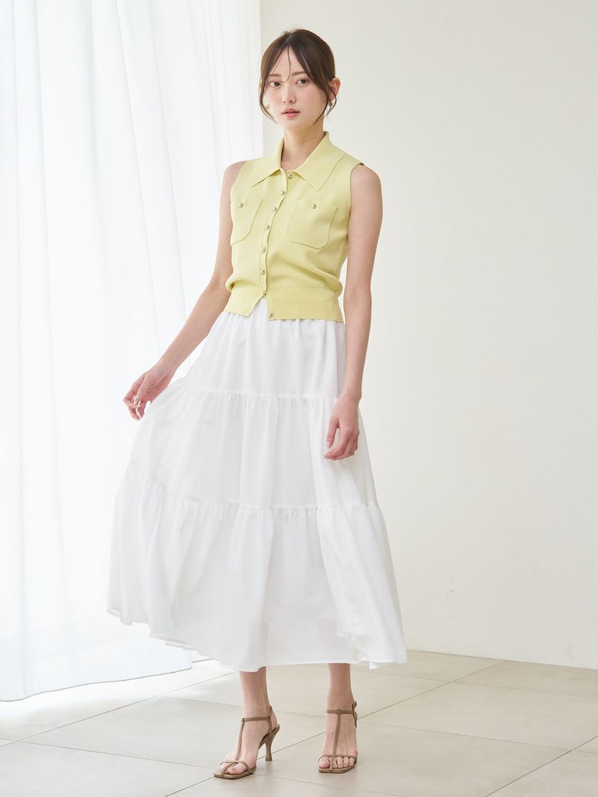 SNIDEL「ニットベスト&times;ティアードスカートセット」|ワンピース|