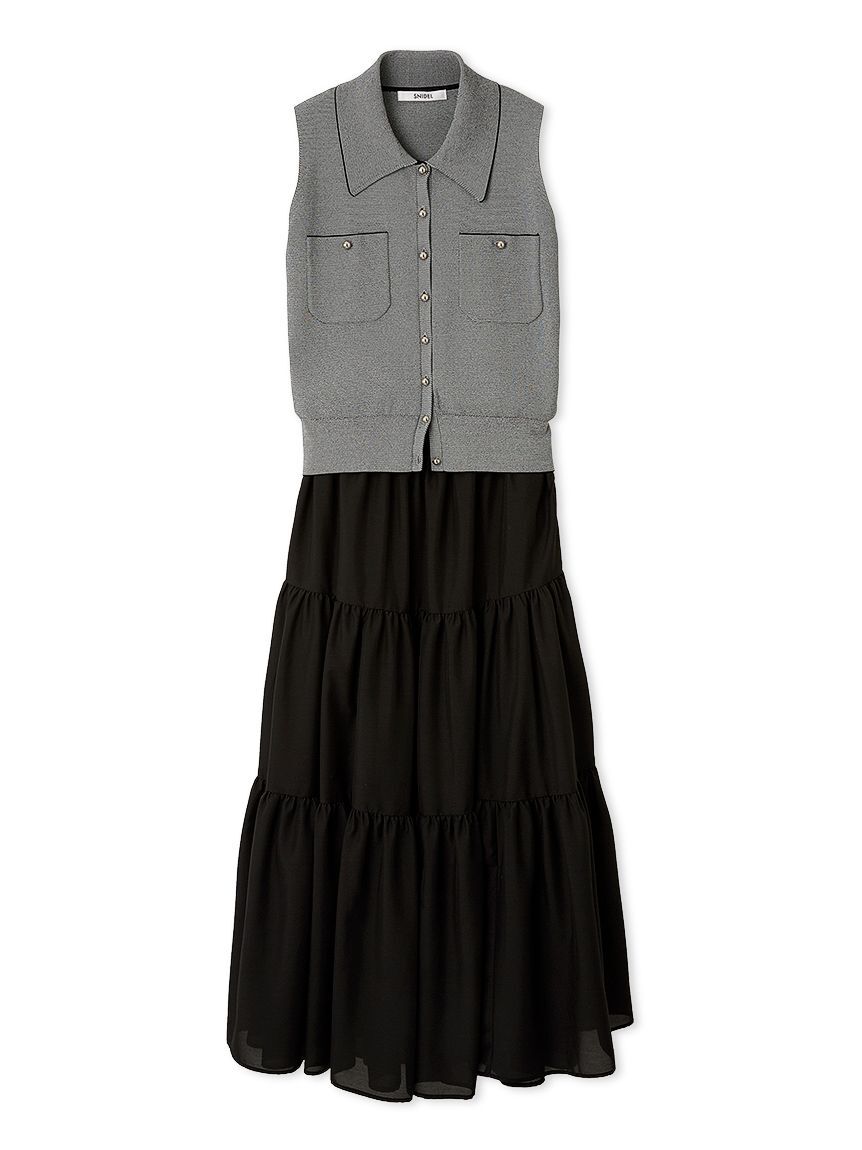 SNIDEL「ニットベスト&times;ティアードスカートセット」|ワンピース|