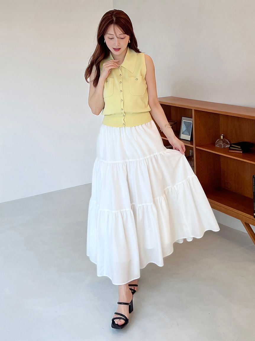 SNIDEL「ニットベスト&times;ティアードスカートセット」|ワンピース|