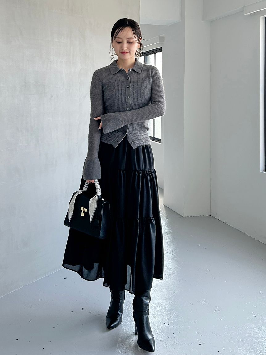 SNIDEL「ニットベスト&times;ティアードスカートセット」|ワンピース|