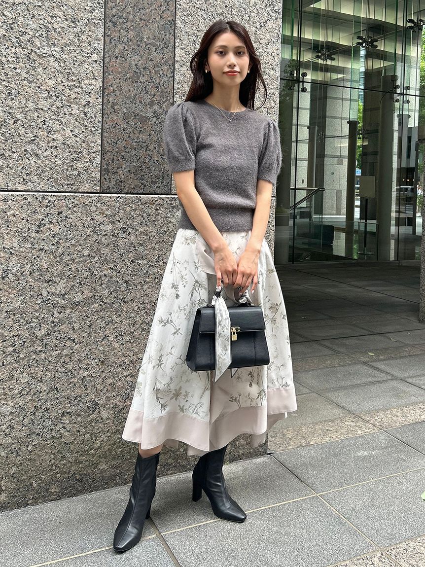 SNIDEL「シアーモヘヤパフスリニットプルオーバー」|ニット・セーター|