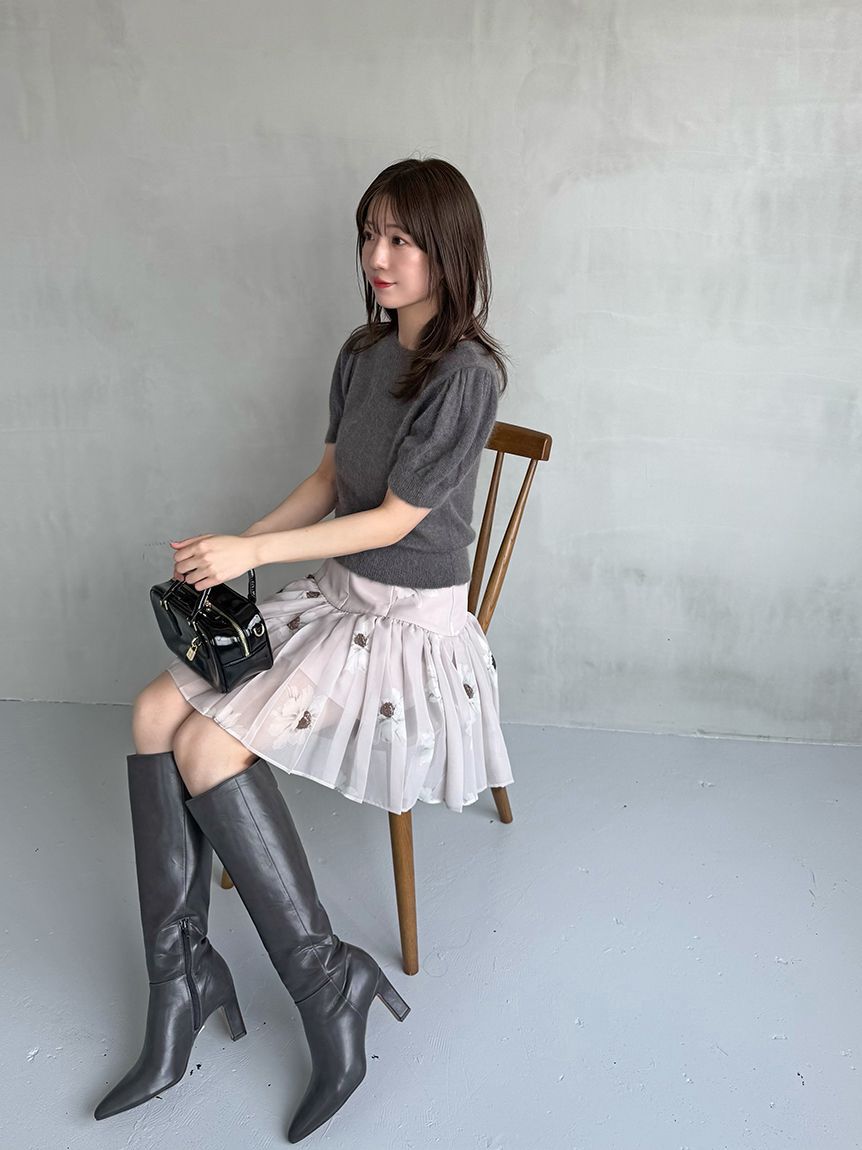 SNIDEL「シアーモヘヤパフスリニットプルオーバー」|ニット・セーター|