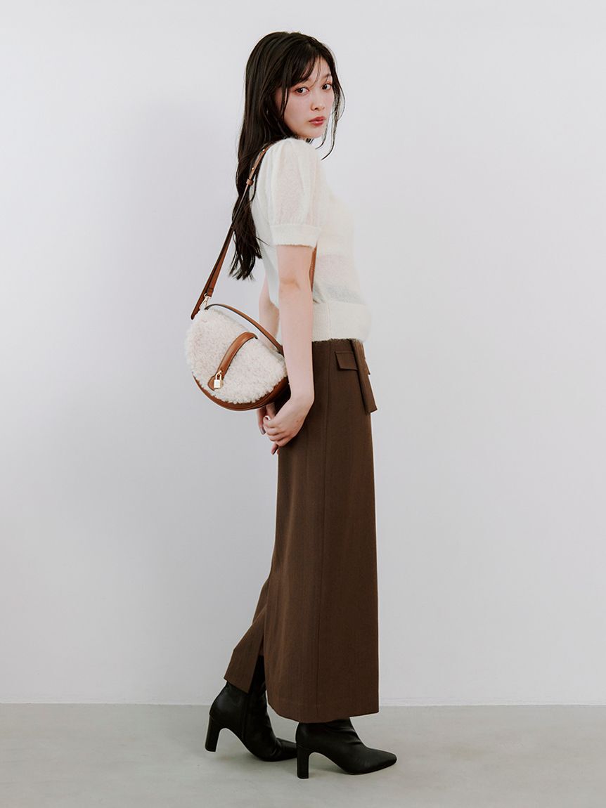 SNIDEL「シアーモヘヤパフスリニットプルオーバー」|ニット・セーター|