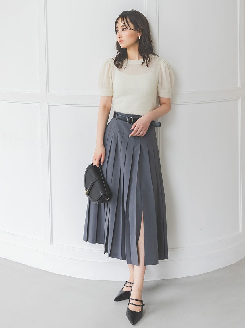 SNIDEL「シアーモヘヤパフスリニットプルオーバー」|ニット・セーター|