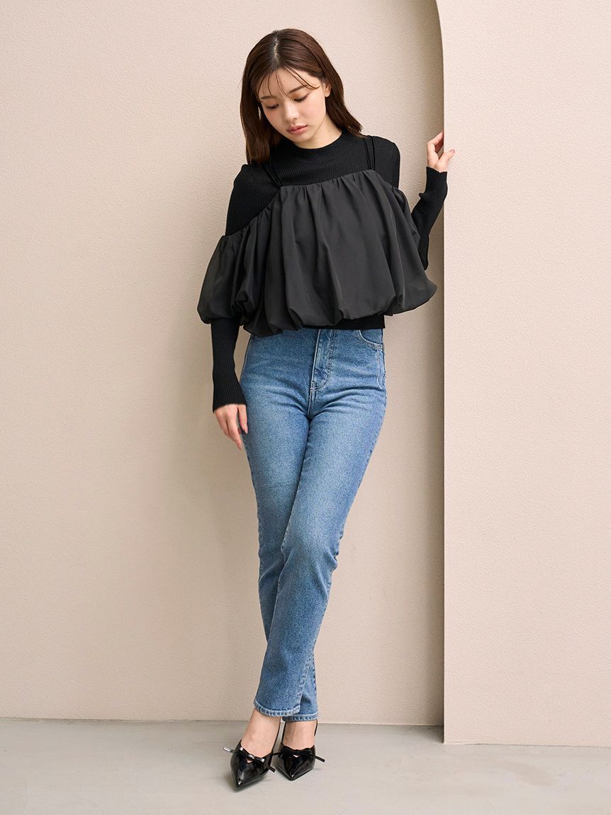 SNIDEL「オフショルレイヤードニットプルオーバー」|ニット・セーター|