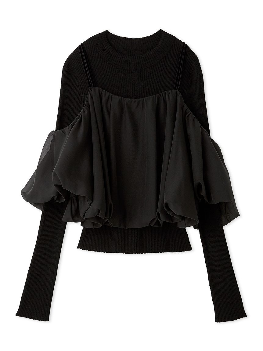 SNIDEL「オフショルレイヤードニットプルオーバー」|ニット・セーター|BLK