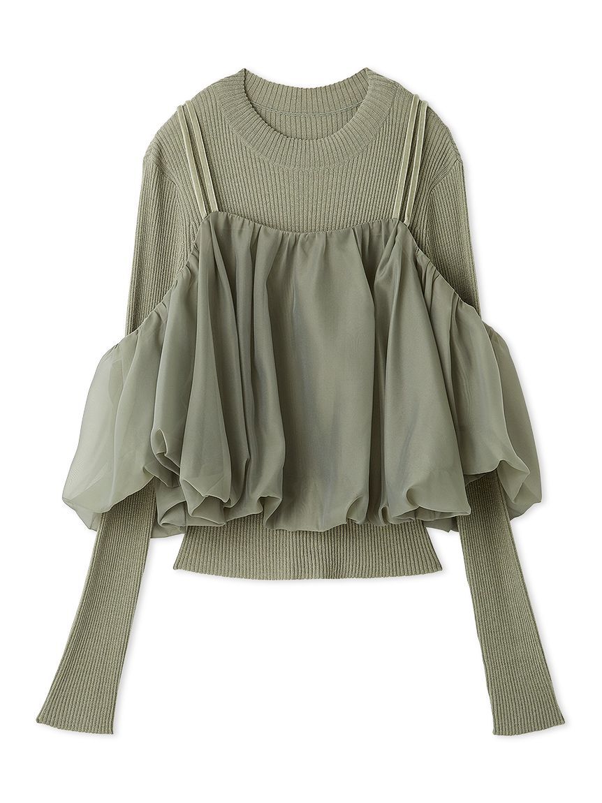 SNIDEL「オフショルレイヤードニットプルオーバー」|ニット・セーター|GRN