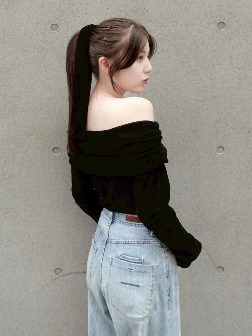 FRAY I.D「オフショルフロッキーチュールトップス」|Tシャツ・カットソー|