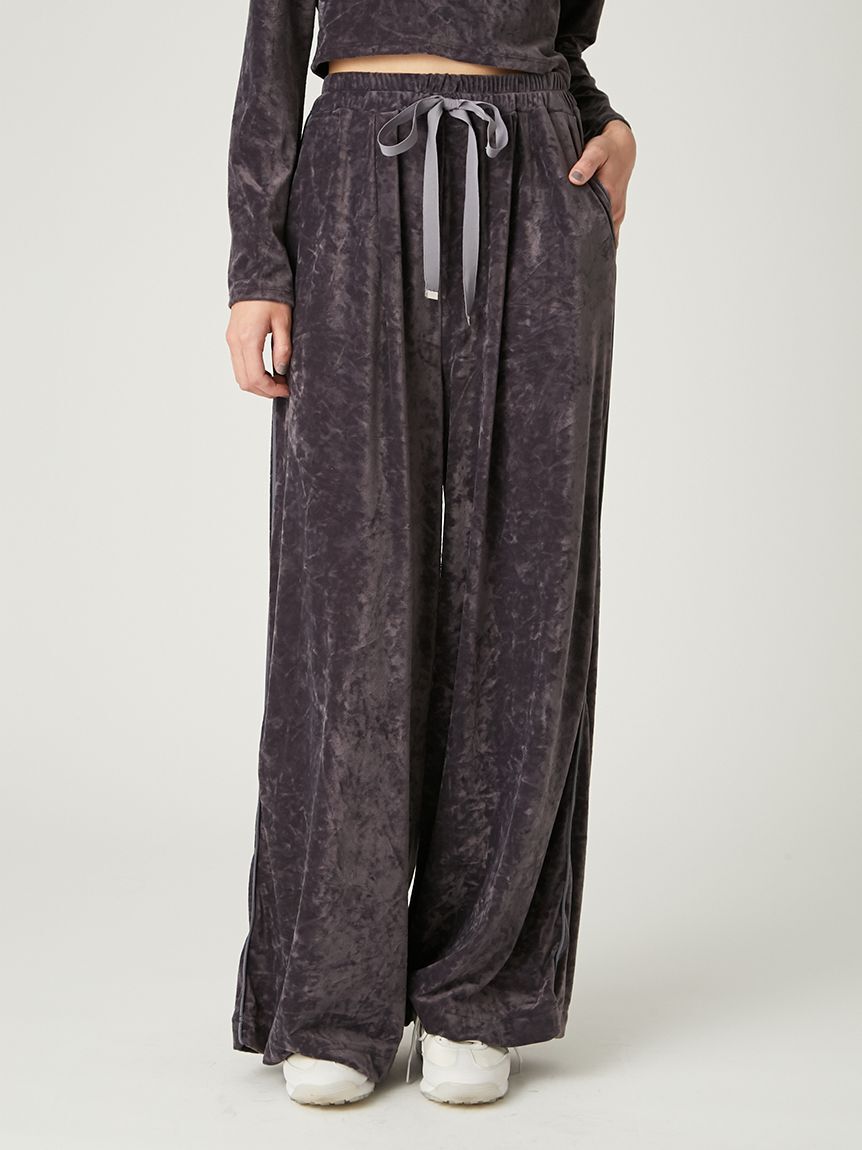 FRAY I.D「クラッシュベロアドロストワイドパンツ」|チノ|