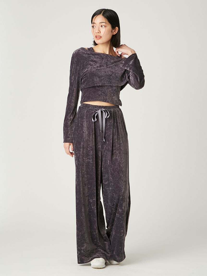 FRAY I.D「クラッシュベロアドロストワイドパンツ」|チノ|