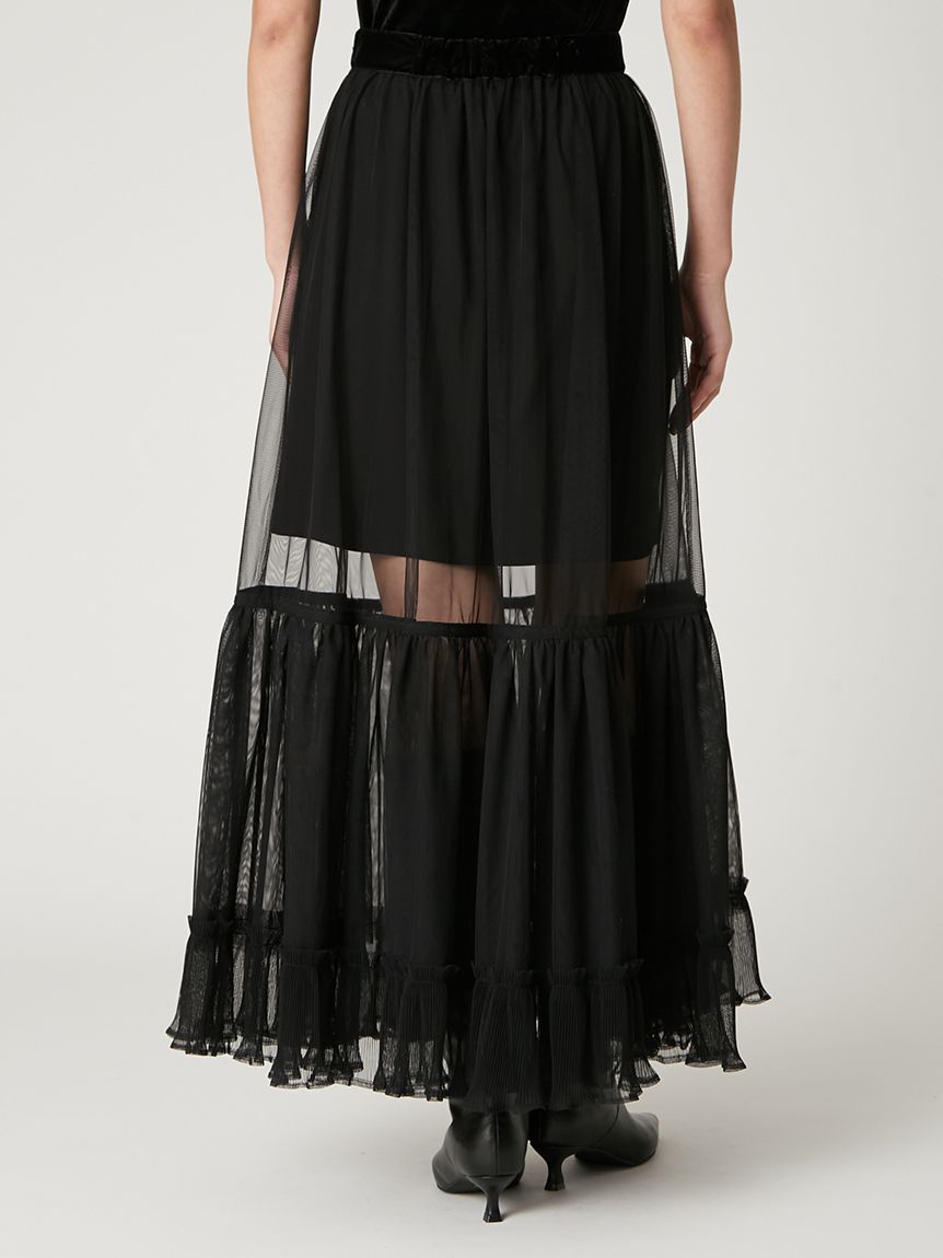 FRAY I.D「プリーツヘムチュールスカート」|スカート|