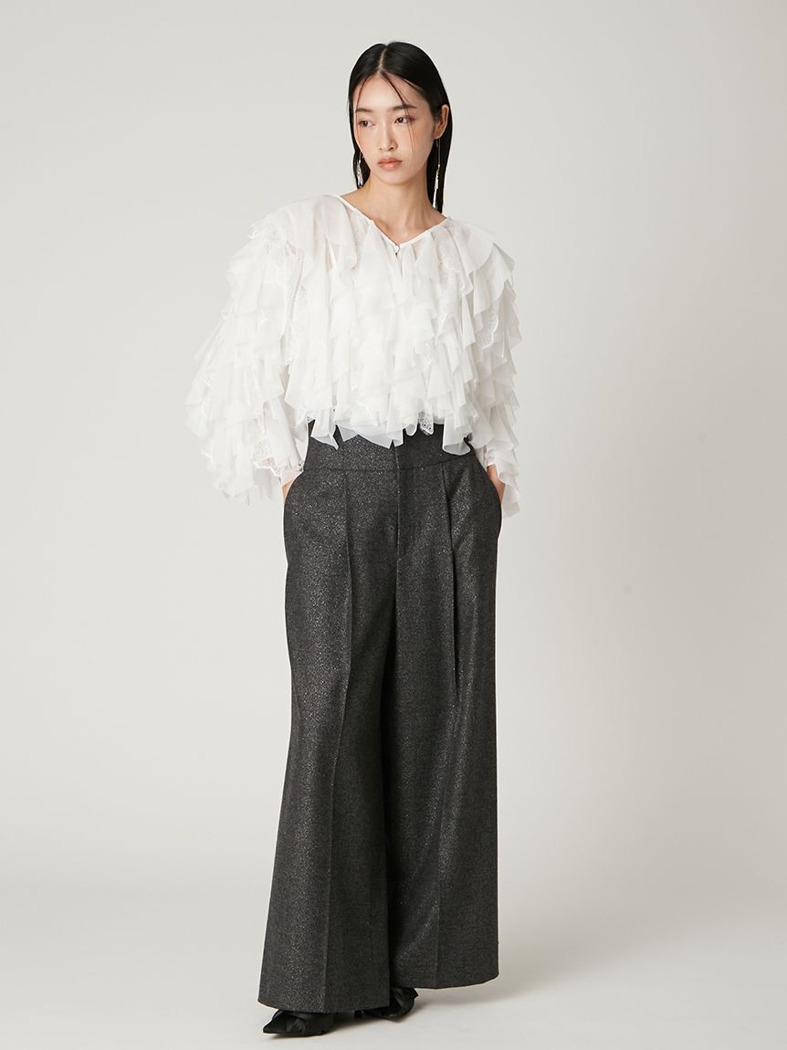 FRAY I.D「ハイウエストタックワイドパンツ」|チノ|