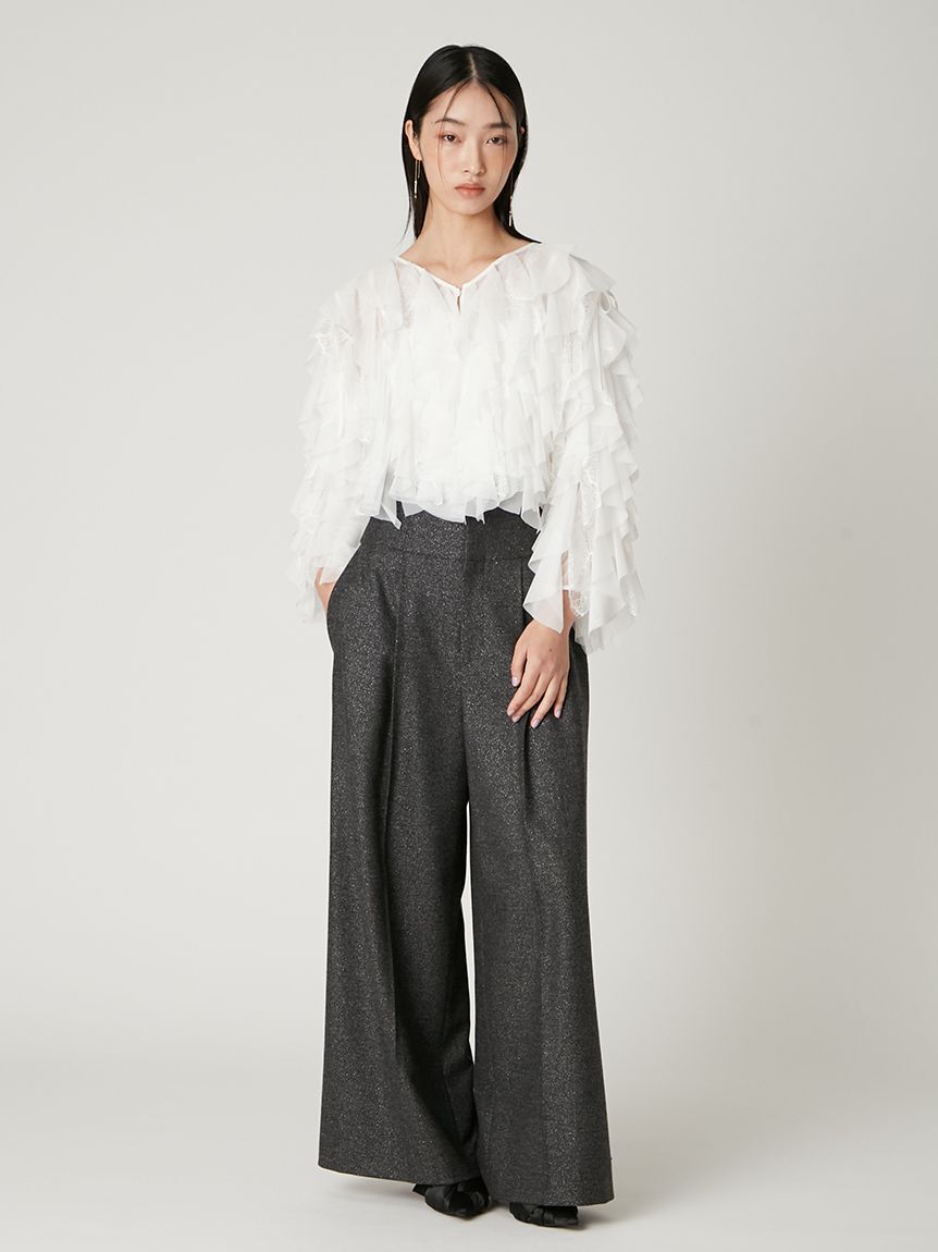 FRAY I.D「ハイウエストタックワイドパンツ」|チノ|