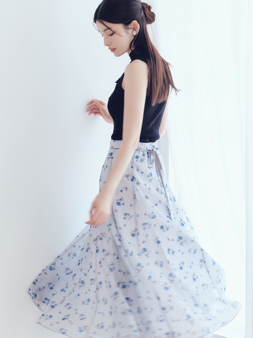 LILY BROWN「シアーシャンタンプリントフレアスカート」|スカート|BLU
