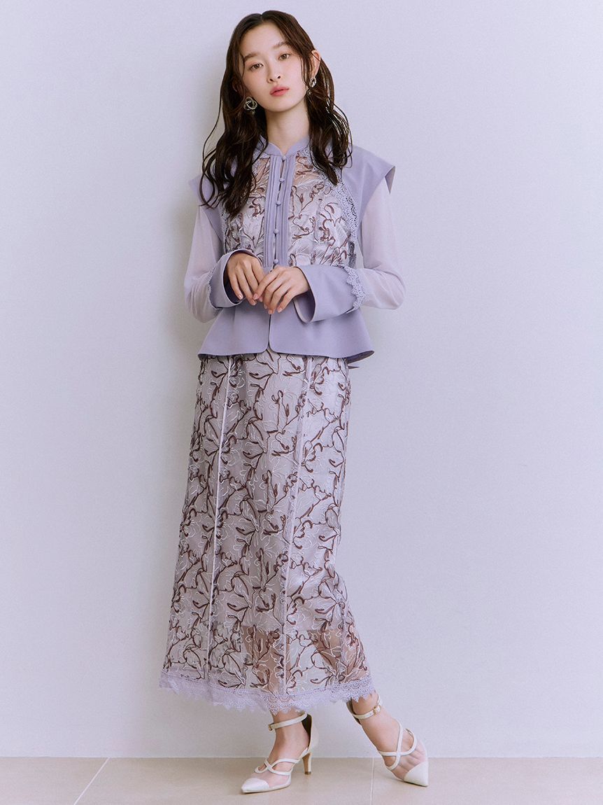 LILY BROWN「エンブロイダリースイッチングスカート」|スカート|