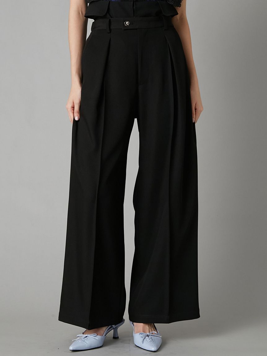 LILY BROWN「センターラインワイドタックパンツ」|チノ|BLK