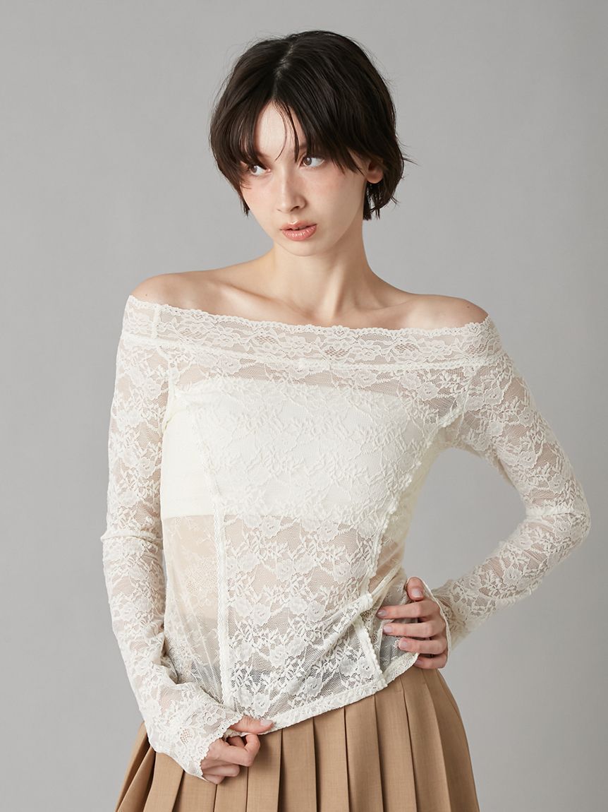 LILY BROWN「オフショルダーレーストップス」|Tシャツ・カットソー|