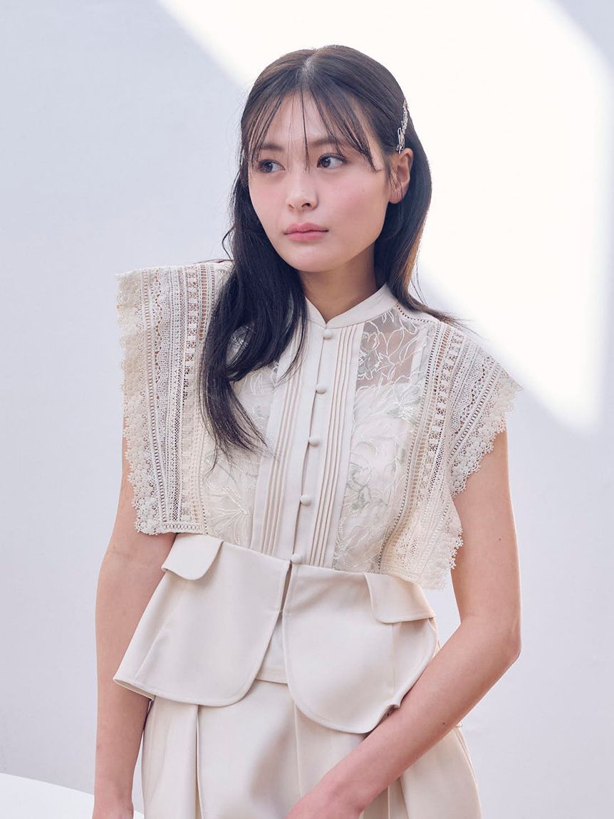 LILY BROWN「スイッチングレースブラウス」|シャツ・ブラウス|IVR