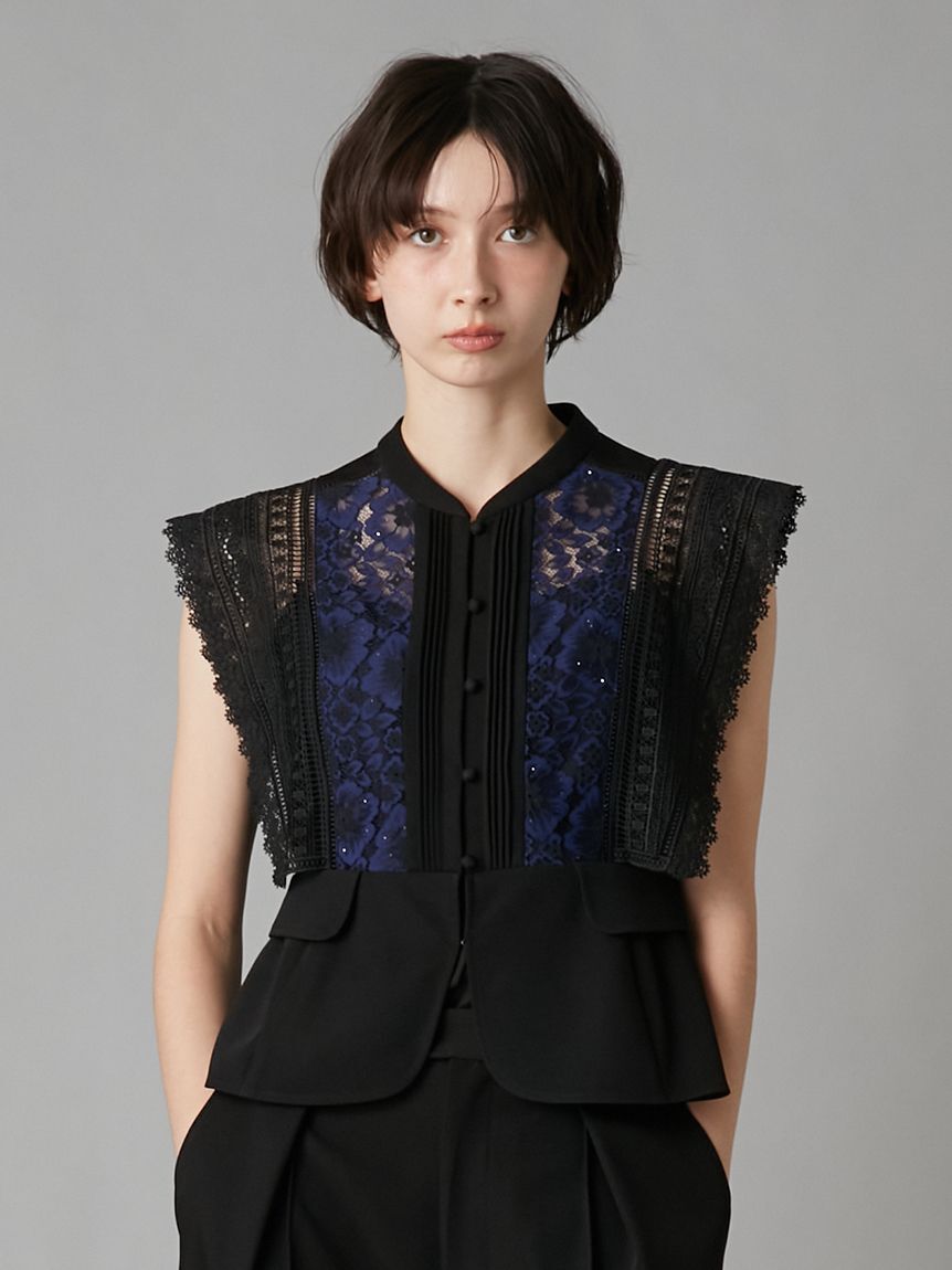 LILY BROWN「スイッチングレースブラウス」|シャツ・ブラウス|BLK