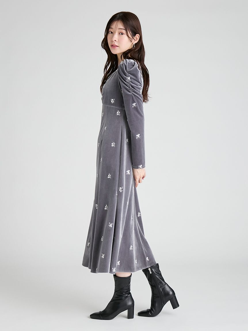 花柄刺繍ベロアワンピース（CELFORD）｜ルミネのファッション通販