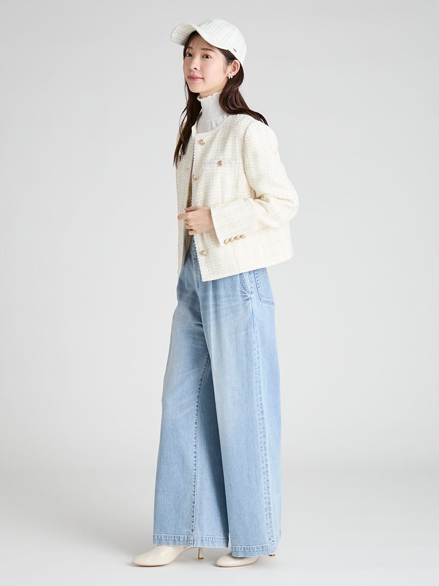 CELFORD「ミドル丈ノーカラーツイードジャケット」|ノーカラージャケット|