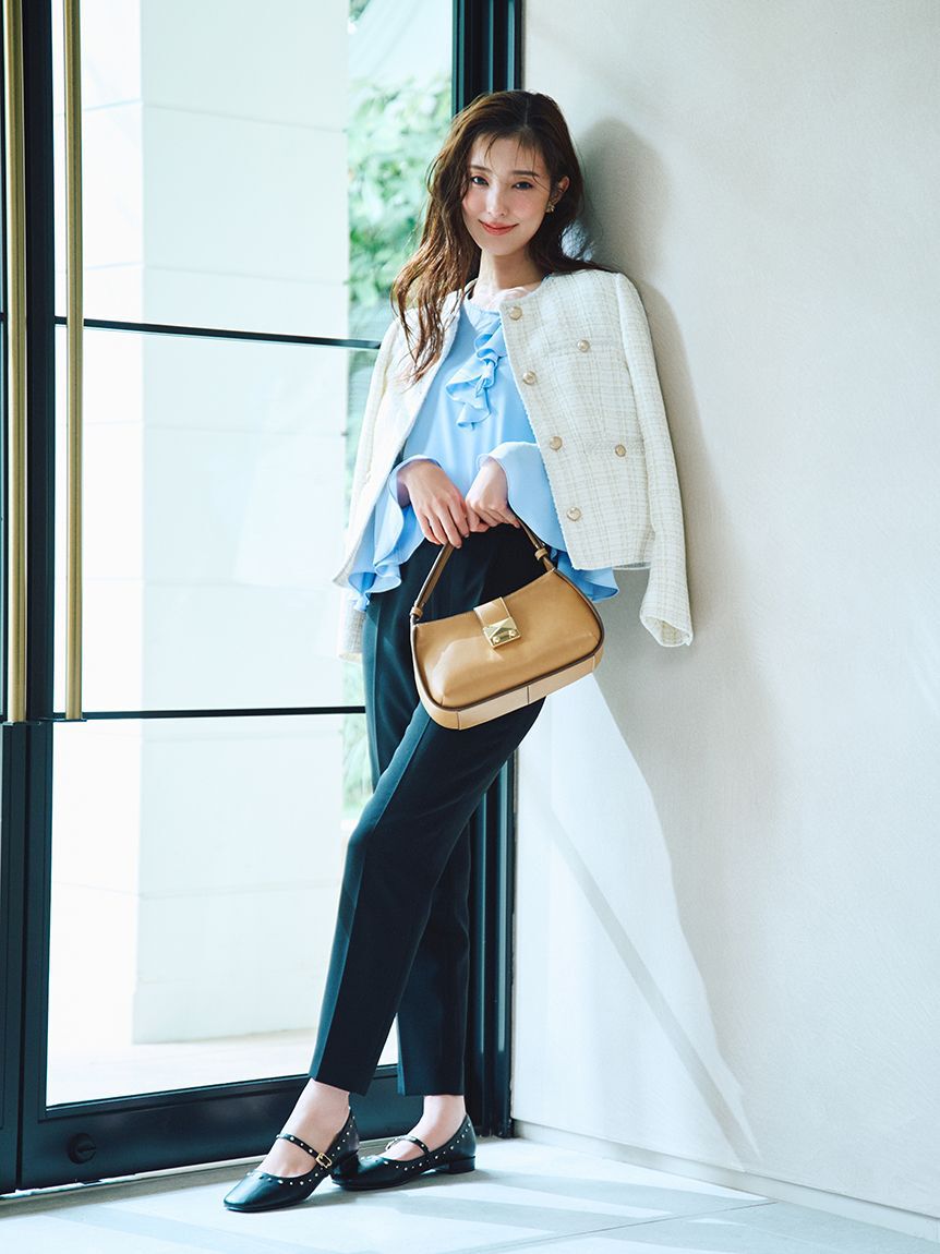 CELFORD「ミドル丈ノーカラーツイードジャケット」|ノーカラージャケット|