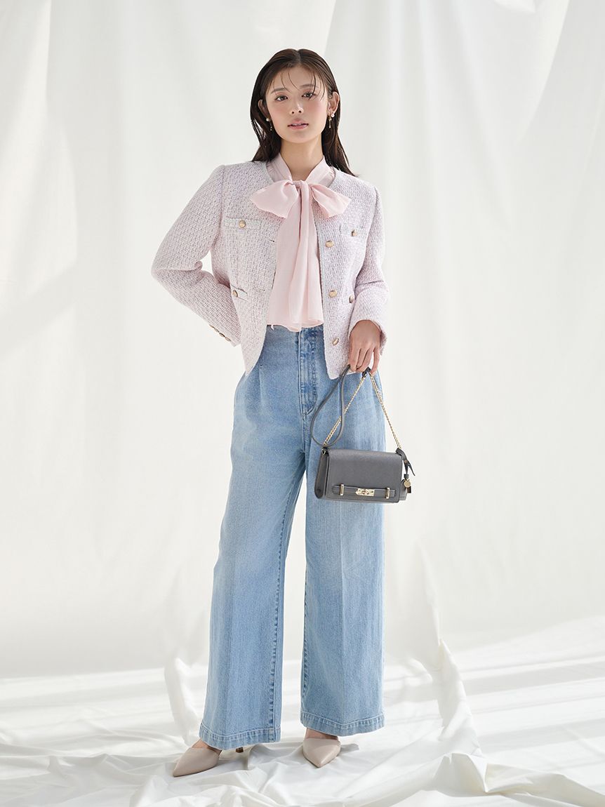 CELFORD「ミドル丈ノーカラーツイードジャケット」|ノーカラージャケット|