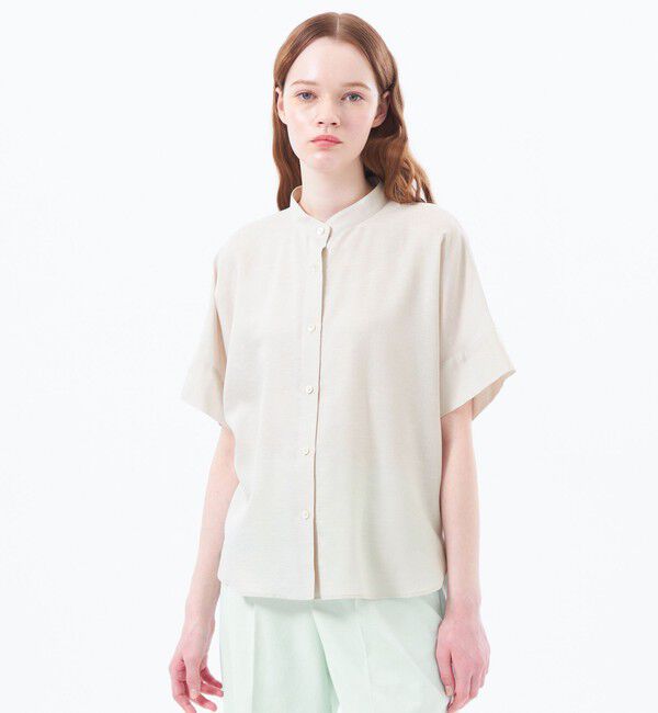 MACKINTOSH PHILOSOPHY「バンドカラーリネンミックスブラウス」|シャツ・ブラウス|ベージュ