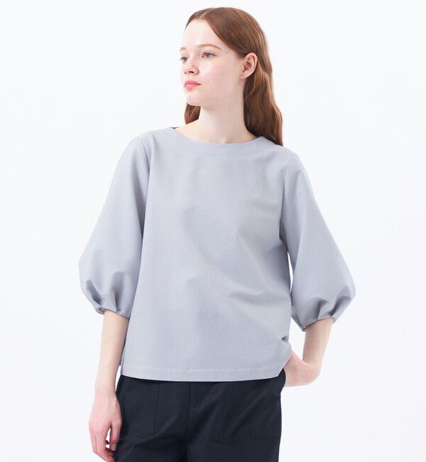 MACKINTOSH PHILOSOPHY「サッカーパフスリーブブラウス」|シャツ・ブラウス|ブルーストライプ