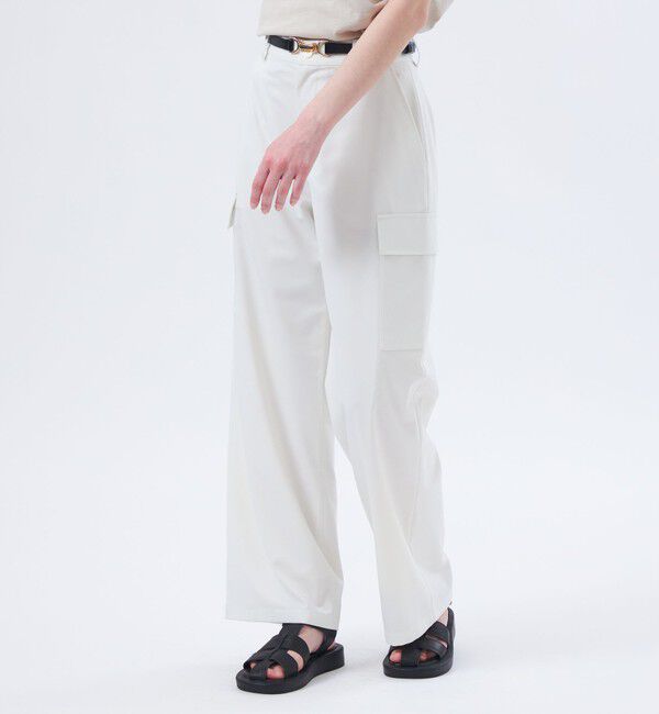 MACKINTOSH PHILOSOPHY「ストレッチツイルワイドパンツ」|カーゴ|オフホワイト