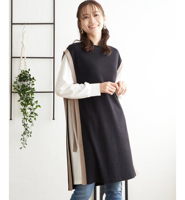 ikka「【2点セット】ニットベストアンサンブルワンピース」|ワンピース|